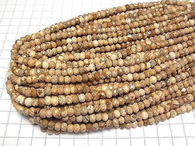 Hochwertig! Picture Jasper facettierte Knopf-Rondelle 6x6x5mm 1Strang Perlen (ca. 15 Zoll/36 cm)
