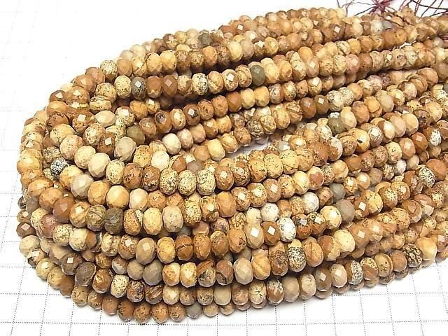 Hochwertig! Picture Jasper facettierte Knopf-Rondelle 8x8x6mm 1Strang Perlen (ca. 14 Zoll/35 cm)
