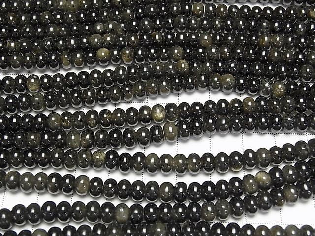 Goldener Obsidian AAA- Rondelle 6x6x4mm 1Strang Perlen (ca. 15 Zoll/36 cm)