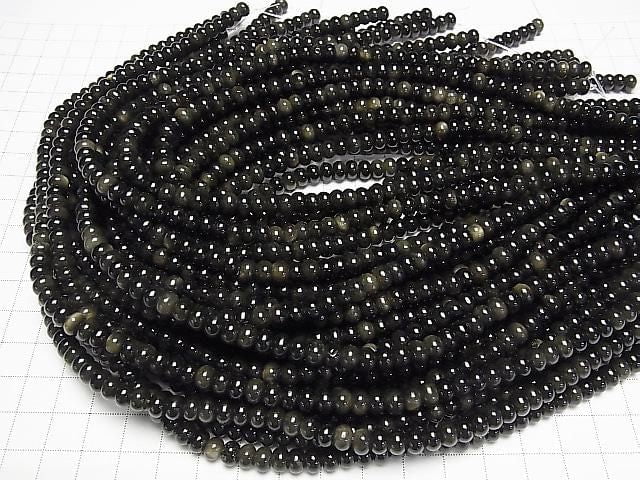 Goldener Obsidian AAA- Rondelle 6x6x4mm 1Strang Perlen (ca. 15 Zoll/36 cm)