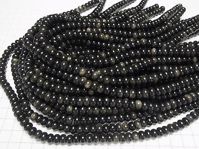 Goldener Obsidian AAA- Rondelle 8x8x5mm 1Strang Perlen (ca. 15 Zoll/36 cm)