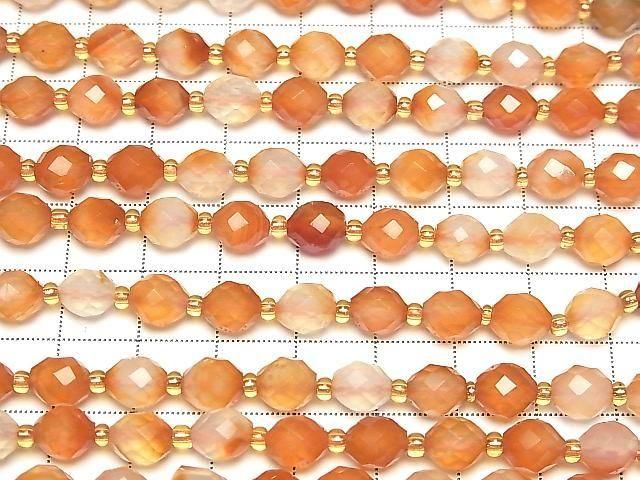 Hochwertig! Gemischter Karneol facettierte Reis 8x6x6mm 1Strang Perlen (ca. 14 Zoll/35 cm)