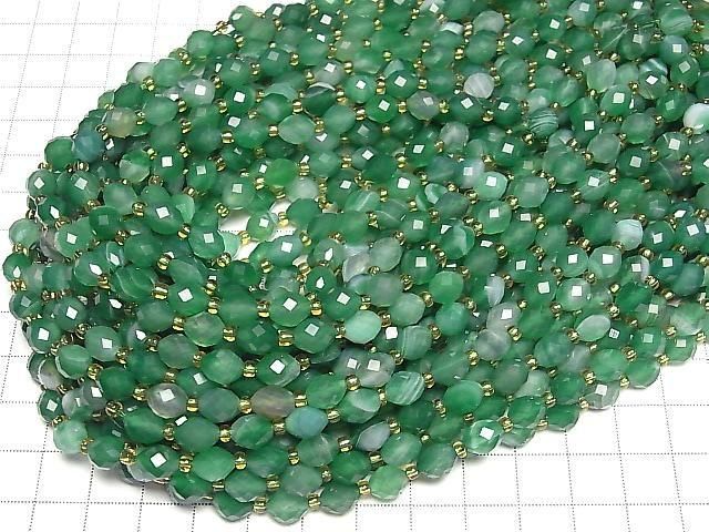 Hochwertig! Grüner gestreifter Achat facettierte Reisperlen 8x6x6mm 1Strang Perlen (ca. 14 Zoll/35 cm)