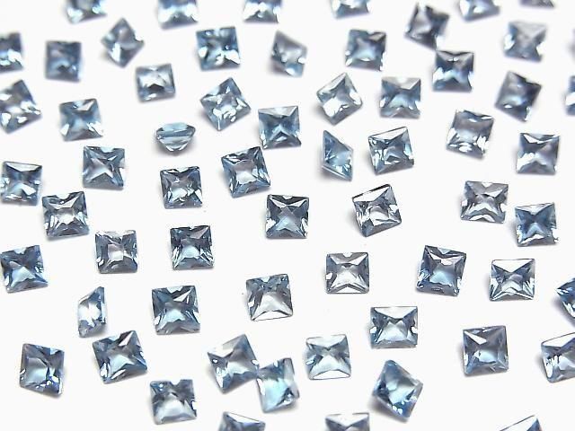 Hochwertiger graublauer Topas AAA lose Steine Prinzessschnitt 3x3mm 10Stk