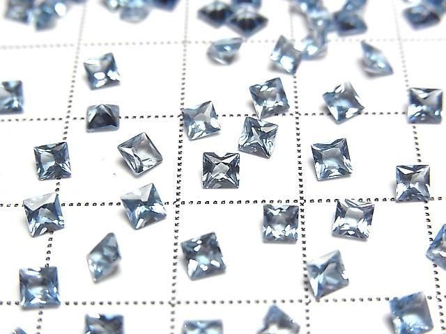Hochwertiger graublauer Topas AAA lose Steine Prinzessschnitt 3x3mm 10Stk