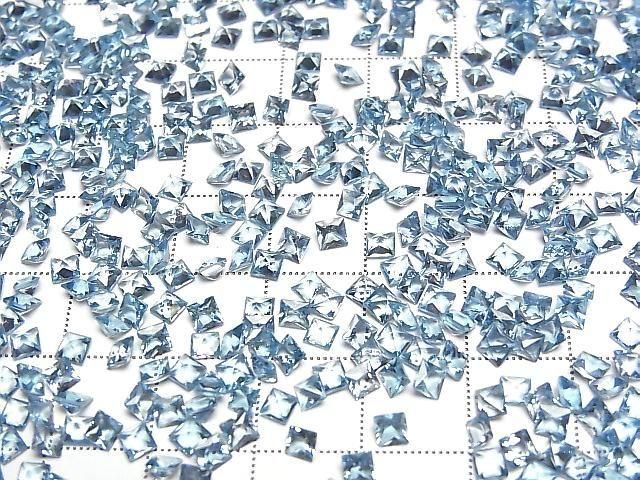 Hochwertiger graublauer Topas AAA lose Steine Prinzessschnitt 3x3mm 10Stk