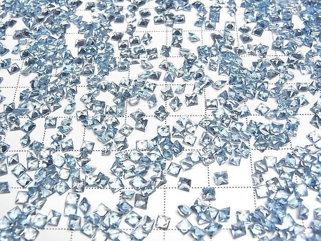Hochwertiger graublauer Topas AAA lose Steine Prinzessschnitt 3x3mm 10Stk