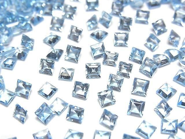 Hochwertiger Schweizer blauer Topas AAA lose Steine quadratisch facettiert 3x3mm 5Stk