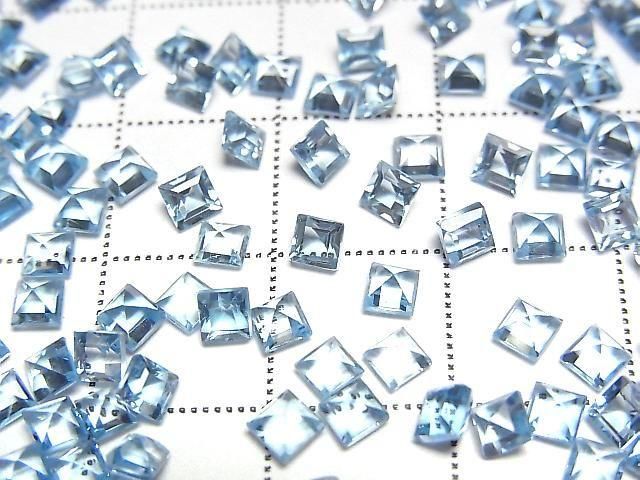 Hochwertiger Schweizer blauer Topas AAA lose Steine quadratisch facettiert 3x3mm 5Stk