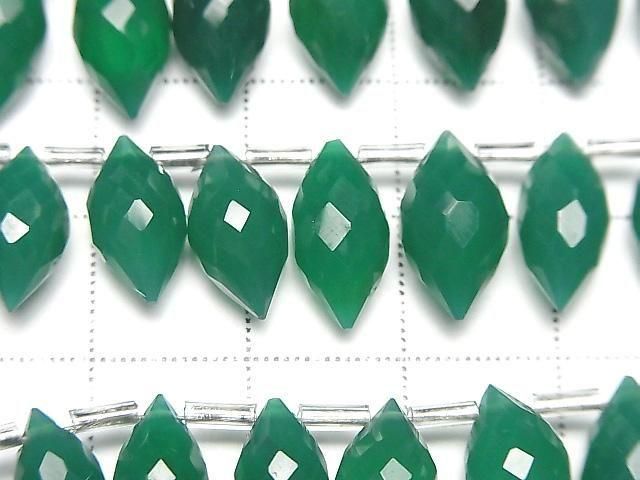 Hochwertiger grüner Onyx AAA- Marquise Reis facettierte Briolette halb oder 1 Strang Perlen (22 Stück)