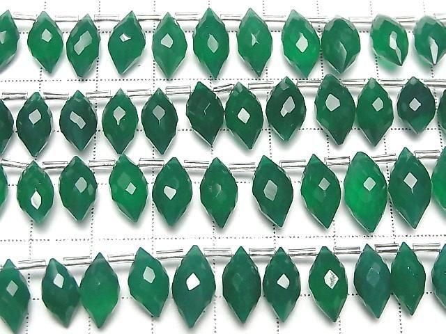 Hochwertiger grüner Onyx AAA- Marquise Reis facettierte Briolette halb oder 1 Strang Perlen (22 Stück)