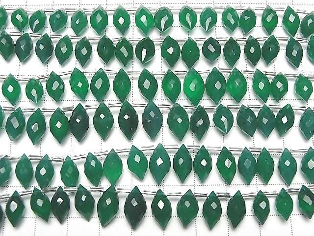 Hochwertiger grüner Onyx AAA- Marquise Reis facettierte Briolette halb oder 1 Strang Perlen (22 Stück)