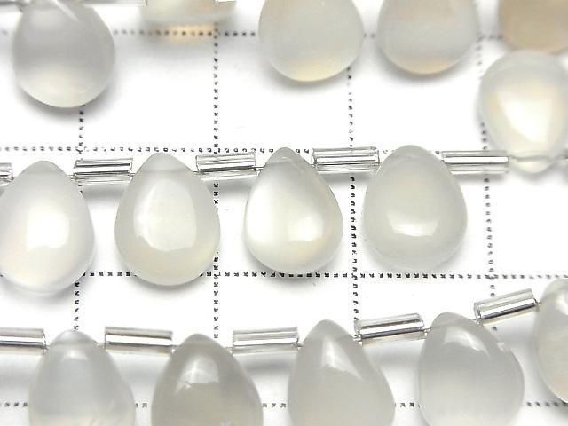 Hochwertiger weißer Mondstein AA++ Birnenform (glatt) 10x8mm halb oder 1 Strang Perlen (18 Stück)