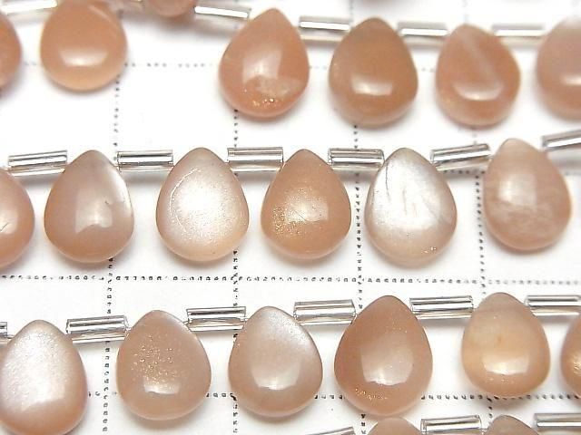 Hochwertiger Pfirsich-Mondstein AA++ Birnenform (glatt) 10x8mm halb oder 1 Strang Perlen (18 Stück)