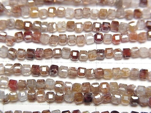 Hochwertig! Natürlicher brauner Zirkon AA+ Würfelform 2x2x2mm 1Strang-Perlen (ca. 15 Zoll/37 cm)