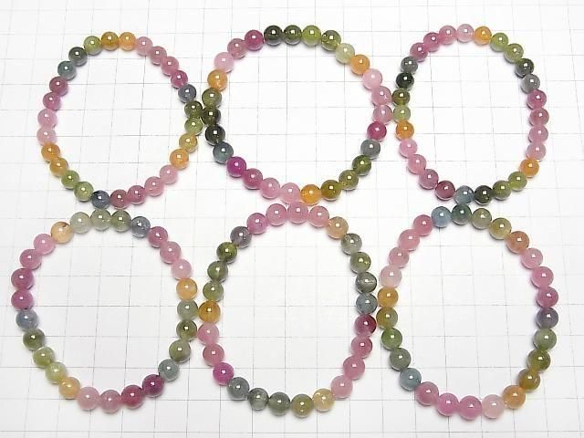 Multicolor Turmalin AAA- Rund 6,5-7,5mm Armband