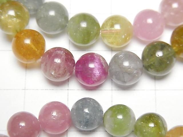 Multicolor Turmalin AAA- Rund 7,5-8,5mm Armband