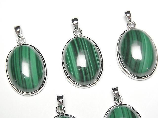 Malachit AAA Ovalanhänger 19x15mm Silber925 1 Stück