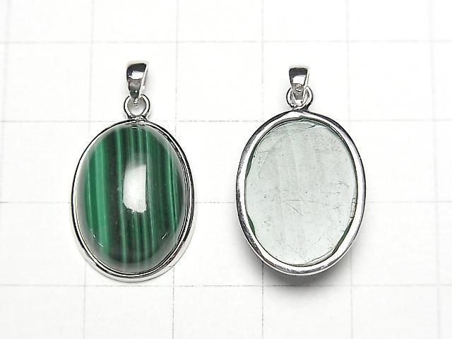 Malachit AAA Ovalanhänger 19x15mm Silber925 1 Stück