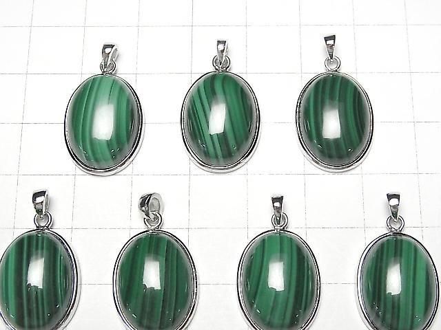 Malachit AAA Ovalanhänger 19x15mm Silber925 1 Stück