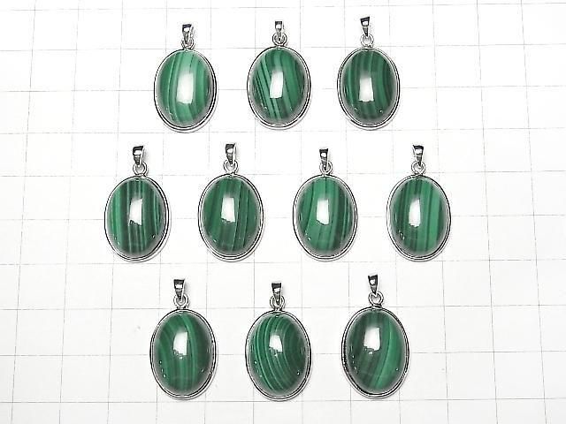 Malachit AAA Ovalanhänger 19x15mm Silber925 1 Stück