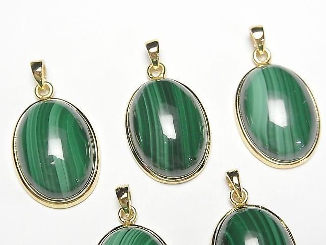 Malachit AAA Ovalanhänger 19x15mm 18KGP 1 Stück