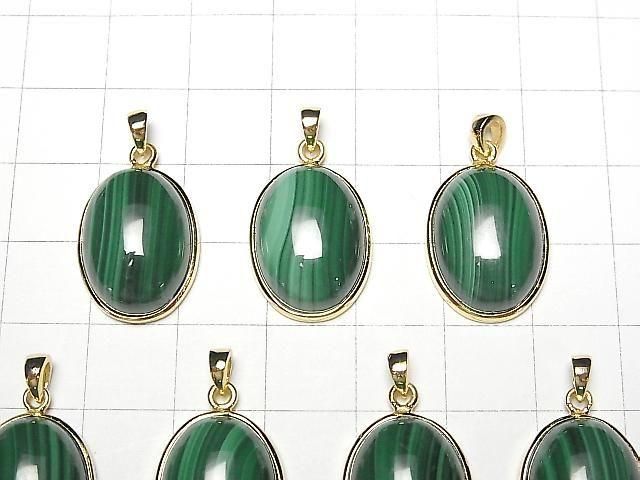 Malachit AAA Ovalanhänger 19x15mm 18KGP 1 Stück