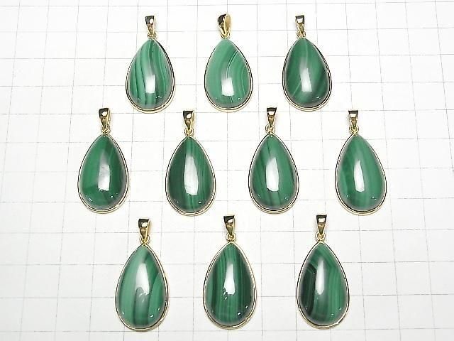Malachit AAA Tropfenform Anhänger 25x16mm 18KGP 1 Stück