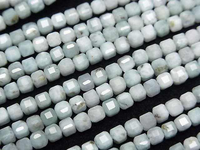 Hochwertig! Larimar Pectolith AA+ Würfelform 3x3x3mm Halb- oder 1Strang-Perlen (ca. 15 Zoll/37 cm)