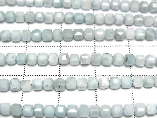Hochwertig! Larimar Pectolith AA+ Würfelform 3x3x3mm Halb- oder 1Strang-Perlen (ca. 15 Zoll/37 cm)