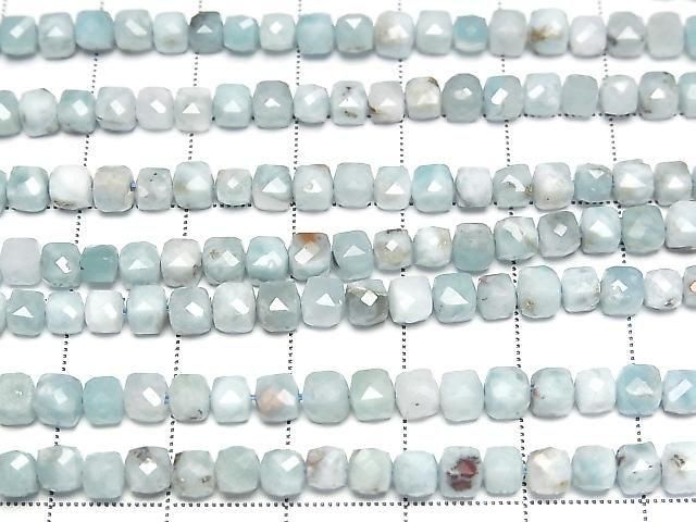 Hochwertig! Larimar Pectolith AA+ Würfelform 4x4x4mm 1/4-1Strang-Perlen (ca. 15 Zoll/37 cm)