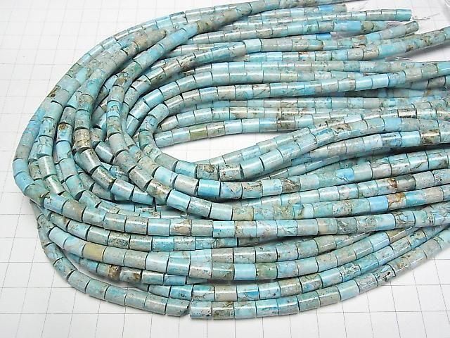 Light Blue Kaolinite Tube 8x6x6mm 1strand beads (approx. 15 inches/38 cm)