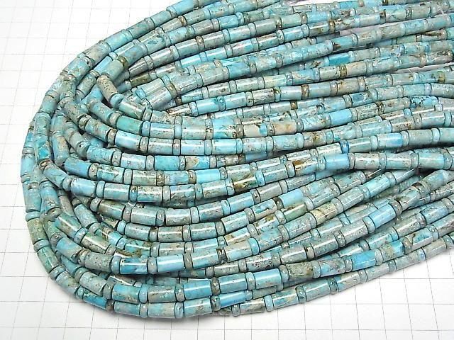 Light Blue Kaolinite Rondelle & Tube 1strand beads (approx. 15 inches/38 cm)