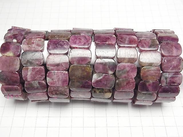Tiefrosa Turmalin-Silikat A++ 2-Loch Rechteck 16x11x5mm 1strang Perlen (Armband)