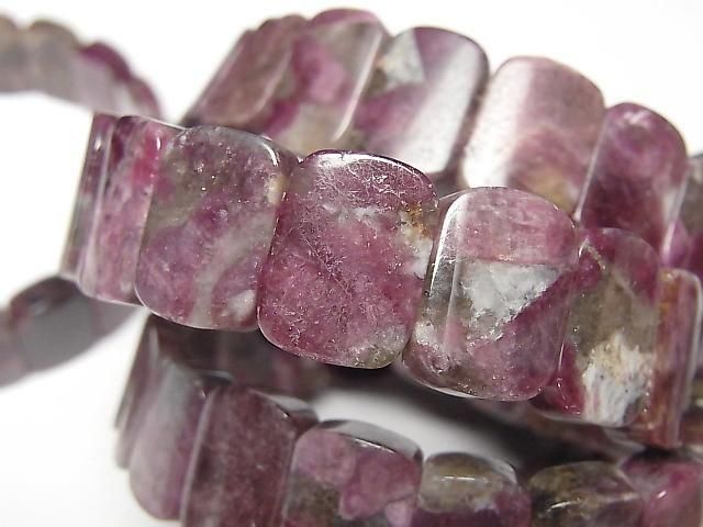 Tiefrosa Turmalin-Silikat A++ 2-Loch Rechteck 15x11x4mm 1strang Perlen (Armband)