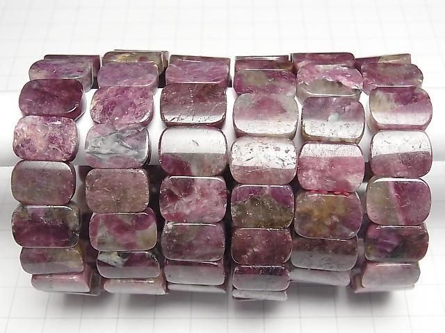 Tiefrosa Turmalin-Silikat A++ 2-Loch Rechteck 15x11x4mm 1strang Perlen (Armband)