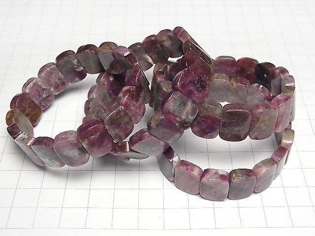 Tiefrosa Turmalin-Silikat A++ 2-Loch Rechteck 15x11x4mm 1strang Perlen (Armband)