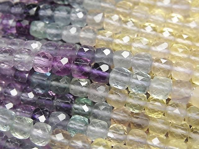 Hochwertig! Mehrfarbiger Fluorit AAA Würfelform 4.5x4.5x4.5mm Farbverlauf 1strang Perlen (ca. 15 Zoll/37 cm)