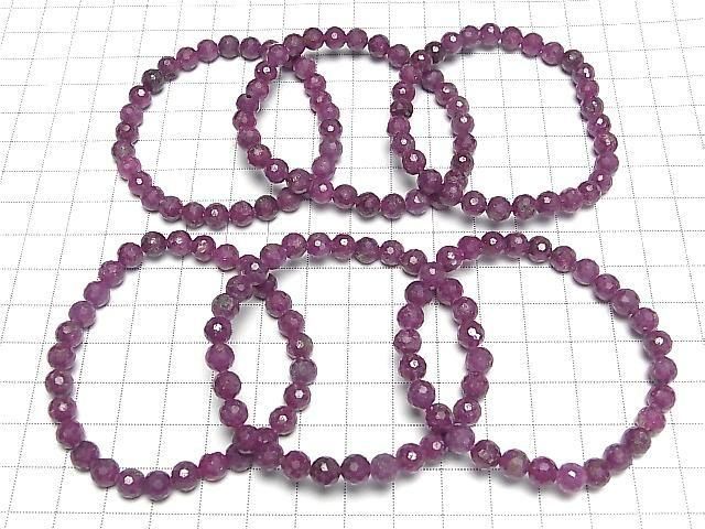 Hochwertig! Lila Saphir AA 128 facettierte Runde 6mm Armband