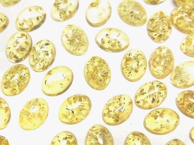Rissiger gelber Bernstein ovaler Cabochon 8x6mm 5 Stück