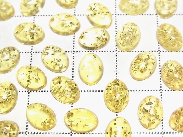 Rissiger gelber Bernstein ovaler Cabochon 8x6mm 5 Stück