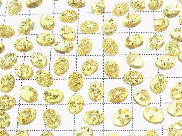 Rissiger gelber Bernstein ovaler Cabochon 8x6mm 5 Stück