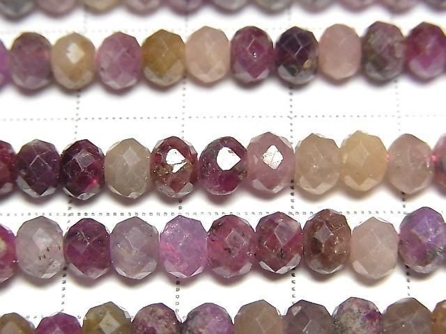 Hochwertig! Rubin & Saphir AA facettierte Knopf-Rondelle 5,5x5,5x4mm halbe oder 1 Strang Perlen (ca. 15 Zoll/36 cm)