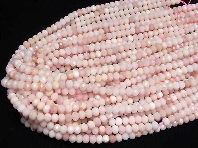 Hochwertig! Rosa Opal AA++ facettierte Knopf-Rondelle 6x6x4mm halbe oder 1 Strang Perlen (ca. 15 Zoll/37 cm)