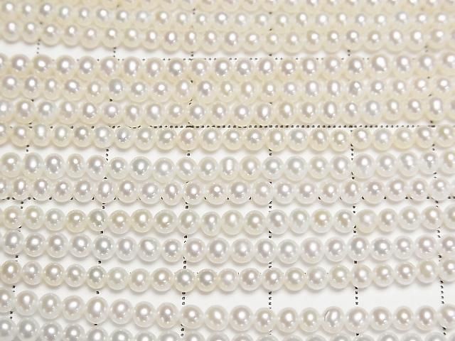Süßwasserperle AAA semi-rund-Kartoffel 3mm weiß halbe oder 1 Strang Perlen (ca. 15 Zoll/37 cm)