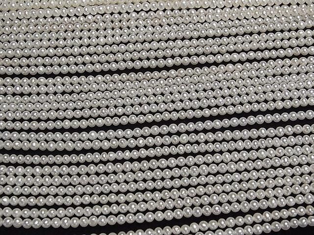 Süßwasserperle AAA semi-rund-Kartoffel 3mm weiß halbe oder 1 Strang Perlen (ca. 15 Zoll/37 cm)