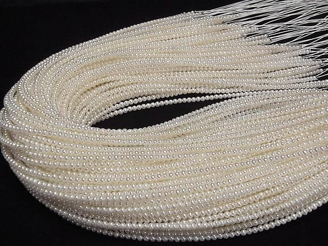Süßwasserperle AAA semi-rund-Kartoffel 3mm weiß halbe oder 1 Strang Perlen (ca. 15 Zoll/37 cm)