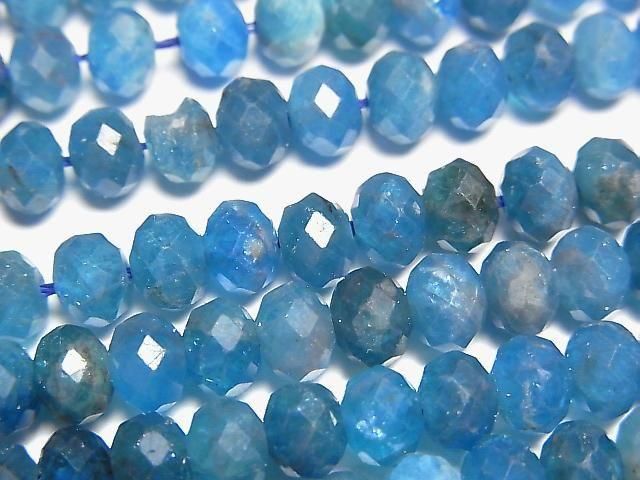 Hochwertig! Blauer Apatit AA++ facettierte Knopf-Rondelle 6x6x4mm 1 Strang Perlen (ca. 15 Zoll/37 cm)