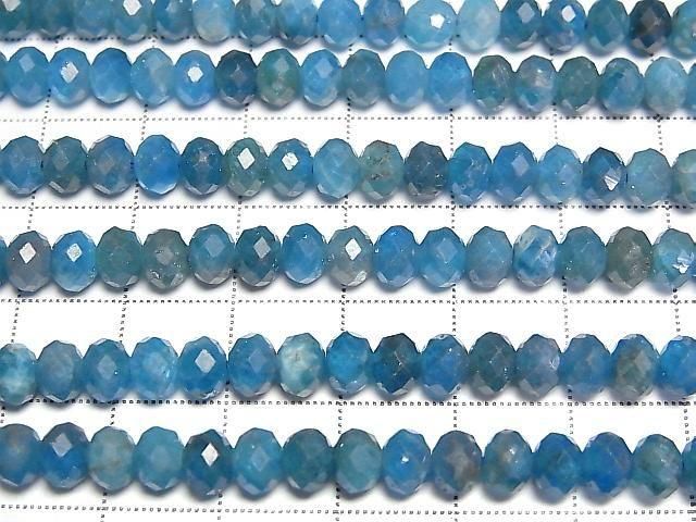 Hochwertig! Blauer Apatit AA++ facettierte Knopf-Rondelle 6x6x4mm 1 Strang Perlen (ca. 15 Zoll/37 cm)