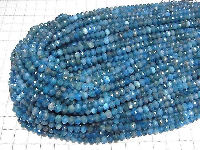 Hochwertig! Blauer Apatit AA++ facettierte Knopf-Rondelle 6x6x4mm 1 Strang Perlen (ca. 15 Zoll/37 cm)
